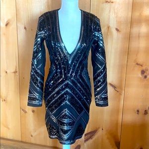 Express black sequin dress.